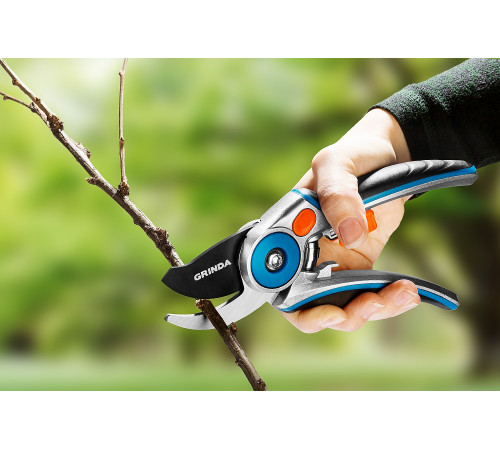 GRINDA P-29, 210 мм, закаленная сталь, усиленная конструкция с эргономичными алюминиевыми рукоятками, плоскостной секатор, PROLine (423429) купить  в Сочи