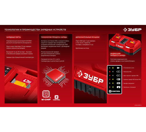 ЗУБР 20 В, 1 порт, 1 х 3 А, зарядное устройство для LMS АКБ (БЗУ-20-1) купить  в Сочи
