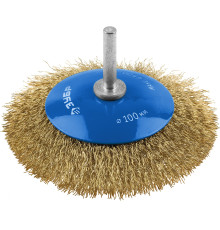 ЗУБР 100 мм, витая латунированная, стальная 0.3 мм, коническая щетка для дрели, Профессионал (35233-100)