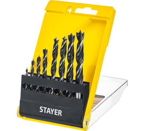 STAYER M-type, 8 шт: 3-4-5-6-7-8-9-10 мм, набор спиральных сверл по дереву (2942-H8) купить  в Сочи