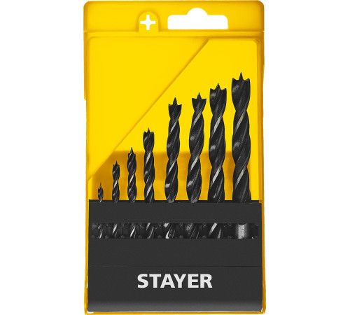 STAYER M-type, 8 шт: 3-4-5-6-7-8-9-10 мм, набор спиральных сверл по дереву (2942-H8) купить  в Сочи