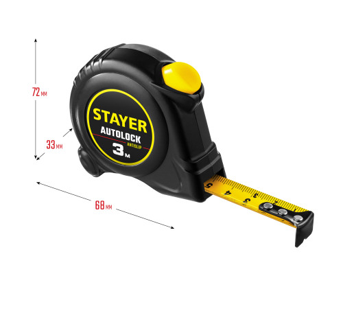 STAYER AutoLock, 3 м х 16 мм, рулетка с автостопом (2-34126-03-16) купить  в Сочи