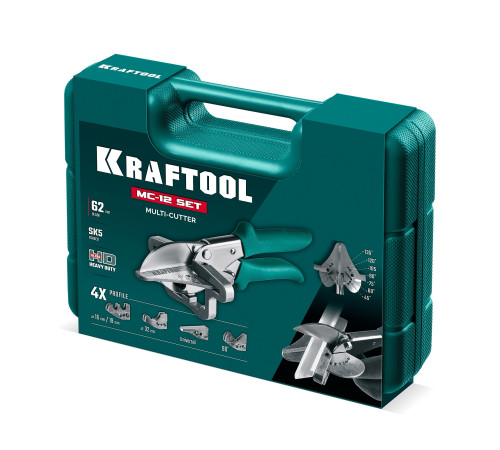 KRAFTOOL MC-12, Угловые ножницы с набором матриц для различных профилей из пластика и резины (23372-12) ля резки пластиковых профилей разнообразной формы под заданным углом от 45⁰ до 135⁰ KRAFTOOL MC-12, Угловые ножницы с набором матриц для различных профилей из пластика и резины (23372-12) ля резки пластиковых профилей разнообразной формы под заданным углом от 45⁰ до 135⁰
