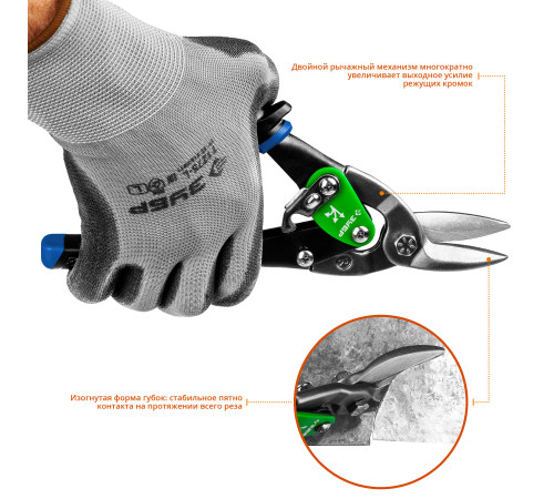 ЗУБР 250 мм, правые ножницы по металлу, Профессионал (23130-R) купить  в Сочи