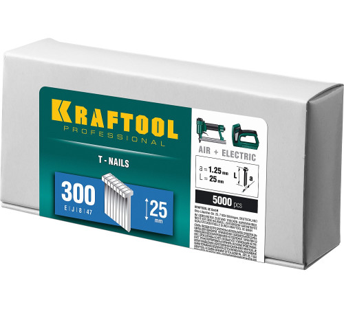 KRAFTOOL тип 18GA (47/300/F) 25 мм, 5000 шт, гвозди для нейлера (31785-25) купить  в Сочи