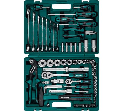 KRAFTOOL EXTREM-76, 76 предм., (1/2″+3/8″+1/4″), универсальный набор инструмента (27889-H76) купить  в Сочи