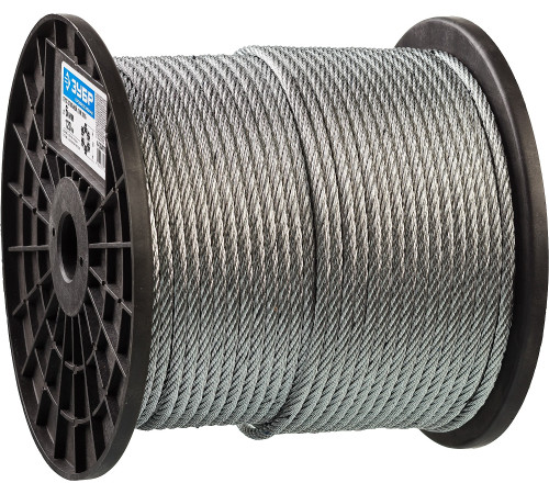 ЗУБР DIN 3055, свивка 6 x 7 + FC, 6 мм, L 120 м, стальной трос, Профессионал (4-304110-06) купить  в Сочи
