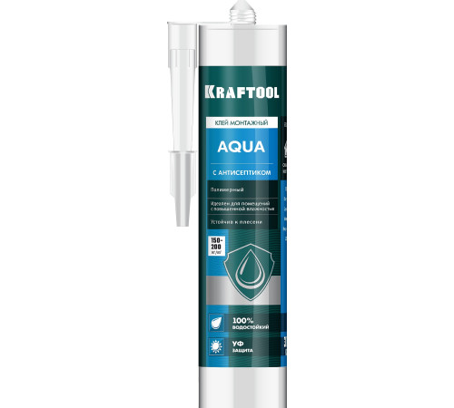 KRAFTOOL AQUA, 310 мл, белый, водостойкий монтажный клей (41345) купить  в Сочи