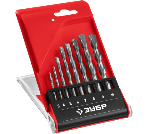 ЗУБР 8 шт: d 3-4-5-6-7-8-9-10 мм, набор сверл по бетону (2922-H8) купить  в Сочи