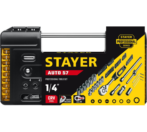 STAYER Auto 57, 57 шт, универсальный набор инструмента (27760-H57) купить в Сочи STAYER Auto 57, 57 шт, универсальный набор инструмента (27760-H57) купить в Сочи