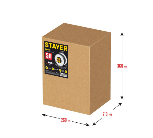 STAYER PRO-315, КГ, 3 x 1.5 мм2, 50 м, 3700 Вт, IP44, силовой удлинитель на стальной катушке (55077-50) купить  в Сочи