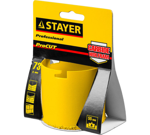 STAYER 73 мм, L 55 мм, карбид вольфрама, кольцевая коронка, Professional (33345-73) купить  в Сочи