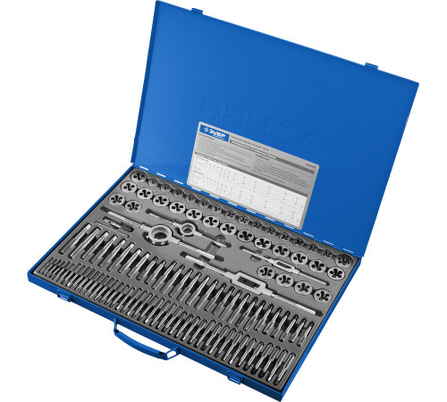 ЗУБР 110 предметов, сталь Р6М5, набор метчиков и плашек, Профессионал (28110-H110) купить  в Сочи