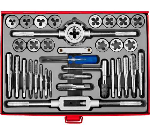 ЗУБР 35 предм., сталь 9ХС, набор метчиков и плашек (28117-H35) купить  в Сочи