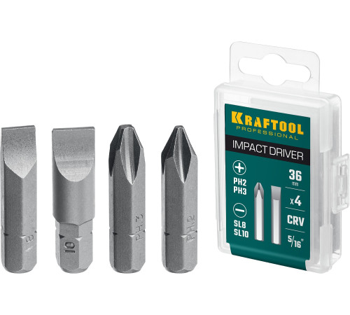 KRAFTOOL 36 мм, 4 шт, набор бит для ударной отвертки (25551) купить  в Сочи