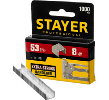 STAYER тип 53 (A/10/JT21), 8 мм, 1000 шт, калибр 23GA, скобы для степлера, Professional (3159-08)