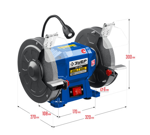ЗУБР d 200, 500 Вт, заточной станок, Профессионал (ПСТ-200) купить  в Сочи