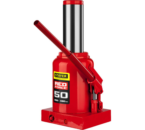STAYER RED FORCE, 50 т, 300 - 480 мм, бутылочный гидравлический домкрат, Professional (43160-50) купить в Сочи STAYER RED FORCE, 50 т, 300 - 480 мм, бутылочный гидравлический домкрат, Professional (43160-50) купить в Сочи