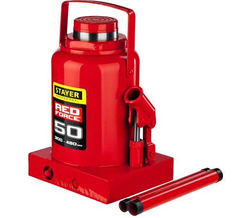 STAYER RED FORCE, 50 т, 300 - 480 мм, бутылочный гидравлический домкрат, Professional (43160-50) купить в Сочи STAYER RED FORCE, 50 т, 300 - 480 мм, бутылочный гидравлический домкрат, Professional (43160-50) купить в Сочи