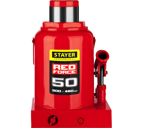 STAYER RED FORCE, 50 т, 300 - 480 мм, бутылочный гидравлический домкрат, Professional (43160-50) купить в Сочи STAYER RED FORCE, 50 т, 300 - 480 мм, бутылочный гидравлический домкрат, Professional (43160-50) купить в Сочи