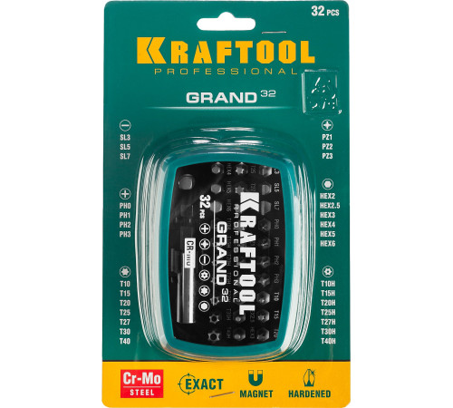 KRAFTOOL Grand-32, с магнитным адаптером 32 шт, набор бит (26083-H32) купить в Сочи KRAFTOOL Grand-32, с магнитным адаптером 32 шт, набор бит (26083-H32) купить в Сочи