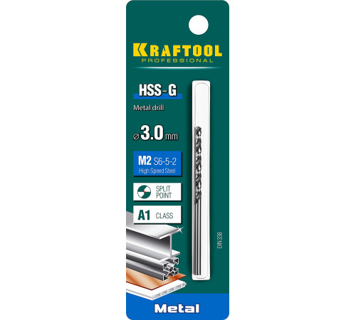 KRAFTOOL HSS-G, 3.0 х 61 мм, сталь P6M5, сверло по металлу (29651-3) купить в Сочи KRAFTOOL HSS-G, 3.0 х 61 мм, сталь P6M5, сверло по металлу (29651-3) купить в Сочи