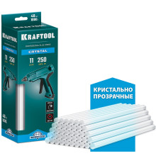 KRAFTOOL Cristal, 11 х 250 мм, 40 шт, кристально прозрачные, клеевые стержни (06846-40)