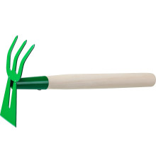 РОСТОК 145 x 75 x 390 мм, ″лопатка + 3 зуба″, изогнутые зубья, деревянная рукоятка, мотыга-рыхлитель (39627)