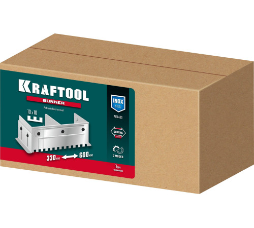 KRAFTOOL BUNKER зуб 10*10 мм, до 600 мм, нерж. сталь, Раздвижная гребенка для плитки (0808-10) купить  в Сочи