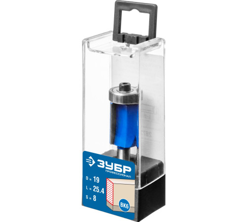 ЗУБР 19 x 25.4 мм, хвостовик 8 мм, фреза кромочная с нижним подшипником, Профессионал (28727-19-25.4) купить  в Сочи