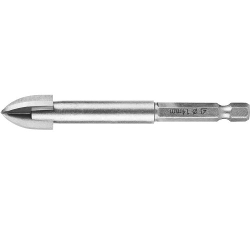 STAYER 14 мм, 4х кромка, HEX 1/4, Сверло по стеклу и кафелю (2985-14) купить  в Сочи