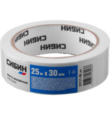 СИБИН 30 мм х 25 м, креповый, малярный скотч (12111-30)