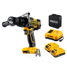 STEHER 20 В, 165 Н·м, 2 АКБ LMS (2 А·ч), бесщеточная ударная дрель-шуруповерт, сумка (CBS-165-22)