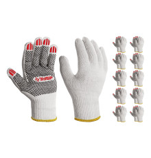 ЗУБР ОПТИМА, L (9), х/б перчатки с ПВХ покрытием (точка), 10 класс, 10 пар (11440-L10)