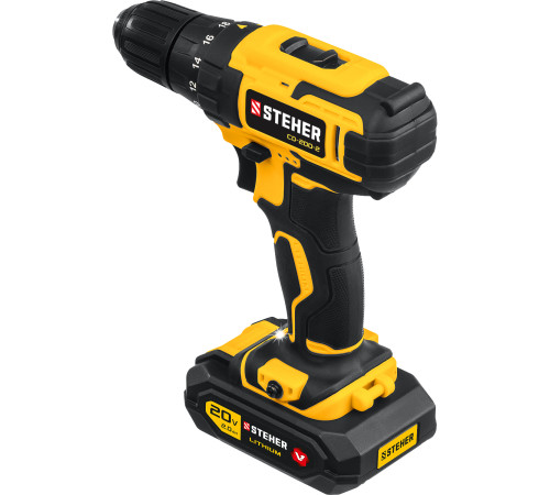 STEHER V1, 20 В, 40 Н·м, 2 АКБ (2 А·ч), дрель-шуруповерт, кейс (CD-200-2) купить  в Сочи