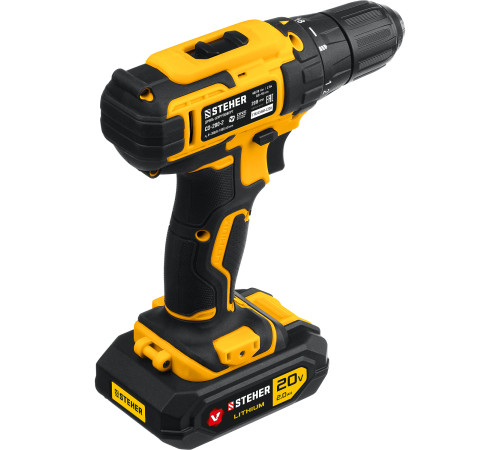 STEHER V1, 20 В, 40 Н·м, 2 АКБ (2 А·ч), дрель-шуруповерт, кейс (CD-200-2) купить  в Сочи