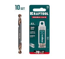 KRAFTOOL DOUBLE Сo-8 5.2х62мм, Сверло двухстороннее по металлу, сталь M42(+8%Co), класс А (29654-5.2-10)