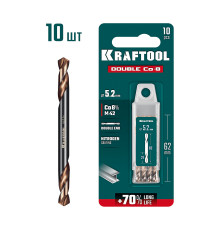 KRAFTOOL DOUBLE Сo-8 5.2х62мм, Сверло двухстороннее по металлу, сталь M42(+8%Co), класс А (29654-5.2-10)