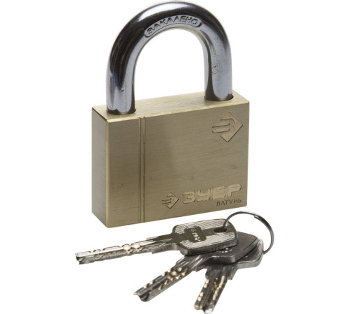 ЗУБР 60 мм, латунный корпус, навесной замок (37299-60) купить  в Сочи