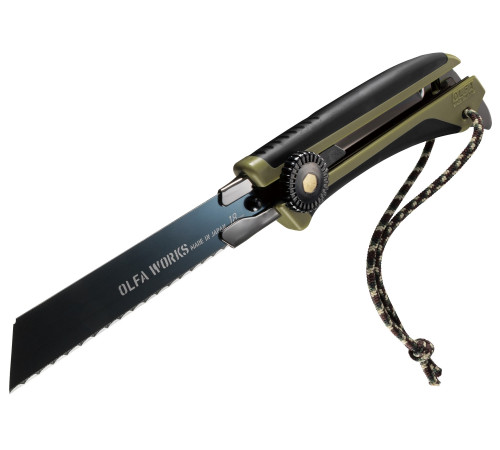 OLFA WORKS FK1 FIELD KNIFE универсальный нож со сменным серрейторным лезвием для сложных материалов (OW-FK1-OD) купить  в Сочи