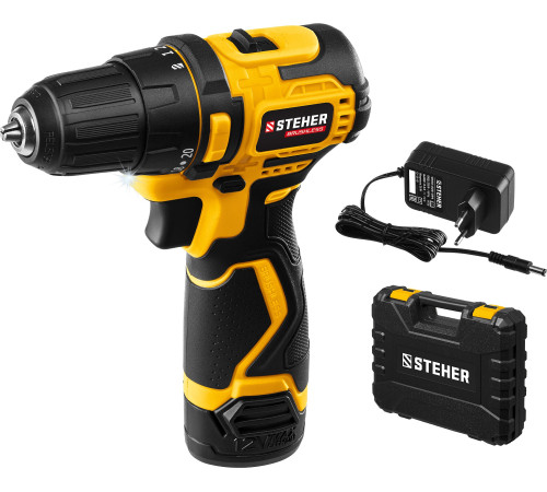 STEHER 12 В, 35 Н·м, 1 АКБ (2 А·ч), бесщеточная дрель-шуруповерт, кейс (CDB-120-1) купить в Сочи STEHER 12 В, 35 Н·м, 1 АКБ (2 А·ч), бесщеточная дрель-шуруповерт, кейс (CDB-120-1) купить в Сочи