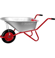 ЗУБР Т-11, 90 л, 160 кг, одноколесная, пневматическое колесо, садово-строительная тачка (39962)