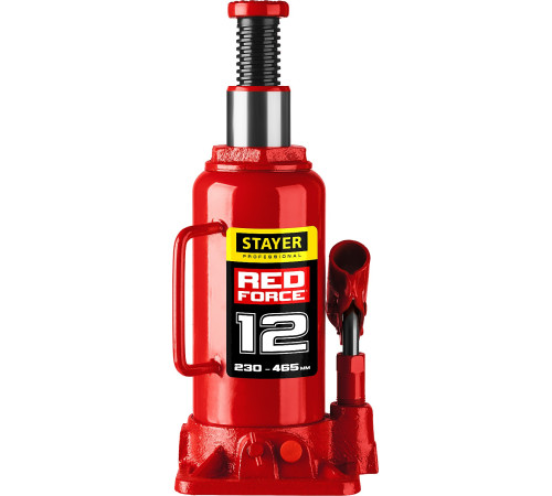 STAYER RED FORCE, 12 т, 230 - 465 мм, бутылочный гидравлический домкрат, Professional (43160-12) купить в Сочи STAYER RED FORCE, 12 т, 230 - 465 мм, бутылочный гидравлический домкрат, Professional (43160-12) купить в Сочи