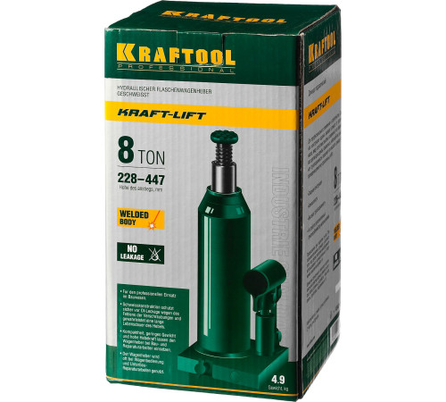 KRAFTOOL KRAFT-LIFT, 8 т, 230 - 457 мм, бутылочный гидравлический домкрат (43462-8) купить  в Сочи