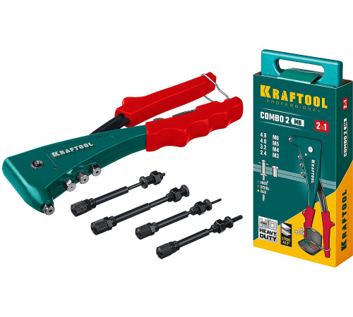 KRAFTOOL Combo2-M6, 2 вида заклёпок, комбинированный литой заклепочник в кейсе (31180) купить в Сочи KRAFTOOL Combo2-M6, 2 вида заклёпок, комбинированный литой заклепочник в кейсе (31180) купить в Сочи
