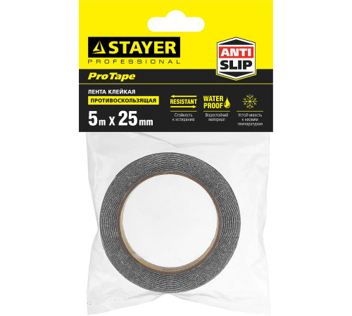 STAYER 25 мм, 5 м, черная, противоскользящая клейкая лента, Professional (12270-25-05) купить  в Сочи