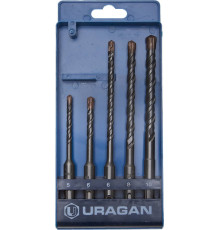 URAGAN 5 шт: 5 х 110, 6 х 110, 6 х 160, 8 х 160, 10 х 160 мм, набор SDS-plus буров (901-25554-H5)
