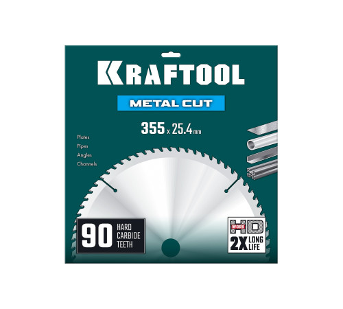 KRAFTOOL Metal Cut 355 х 25.4 мм, 90Т, диск пильный по металлу и стали (36954-355-25.4-90) купить  в Сочи