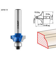 ЗУБР 19.0 x 7 мм, радиус 3.2 мм, фреза кромочная калевочная №1, Профессионал (28700-19)