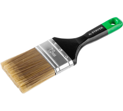 STAYER UNIVERSAL-ARTEX, 75 мм, 3″, искусственная щетина, деревянная ручка, для высокотекучих ЛКМ, плоская кисть (0106-075) купить в Сочи STAYER UNIVERSAL-ARTEX, 75 мм, 3″, искусственная щетина, деревянная ручка, для высокотекучих ЛКМ, плоская кисть (0106-075) купить в Сочи